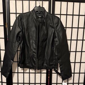 Maralyn & Me Women's Sleek Black Faux Leather Jacket